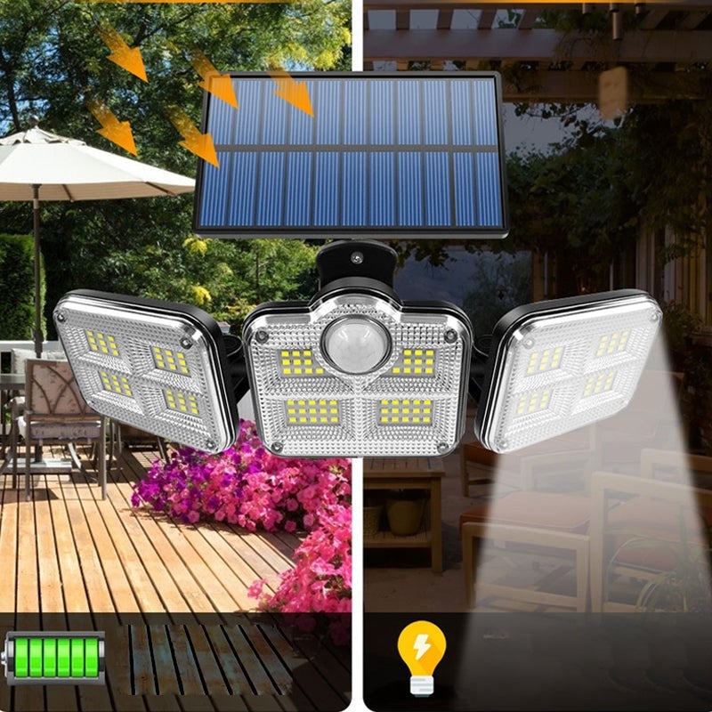 Trippel LED solcellevegglys