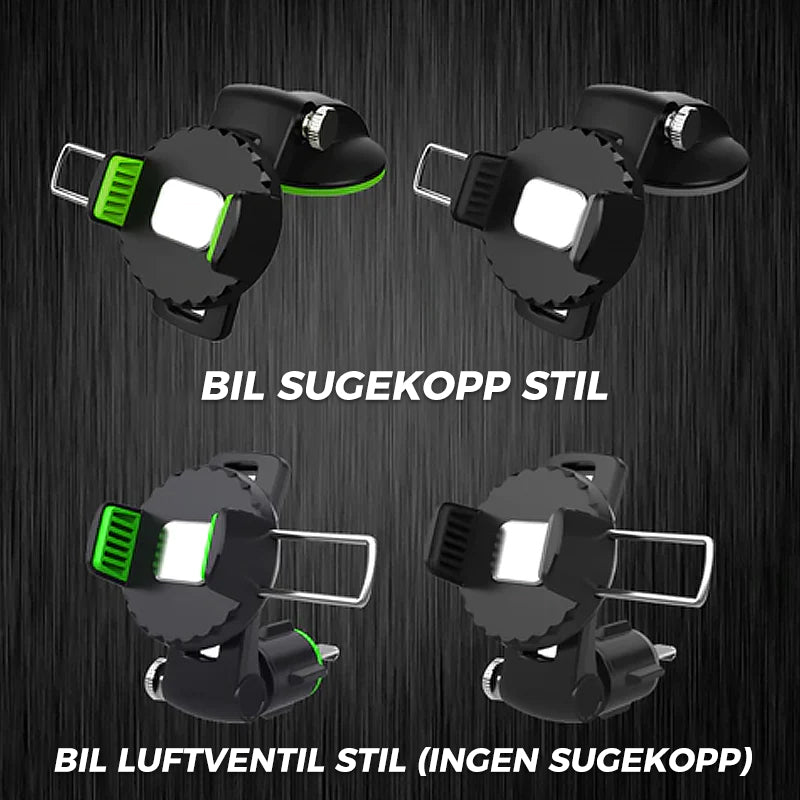 Justerbar mobiltelefonholder for bil med sugekopp