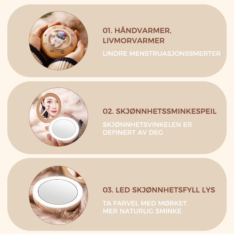 Tegneserie søt kjæledyroppvarming sminkespeil