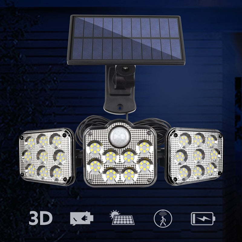 Trippel LED solcellevegglys