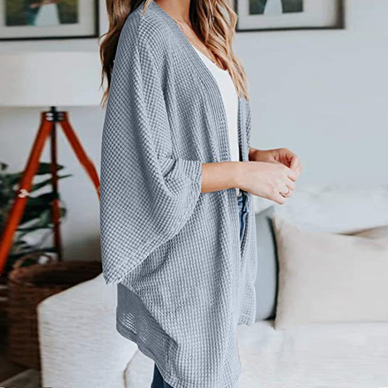 Strikket cardigan med 3/4 ermer