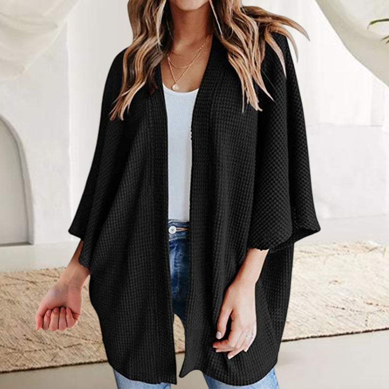 Strikket cardigan med 3/4 ermer