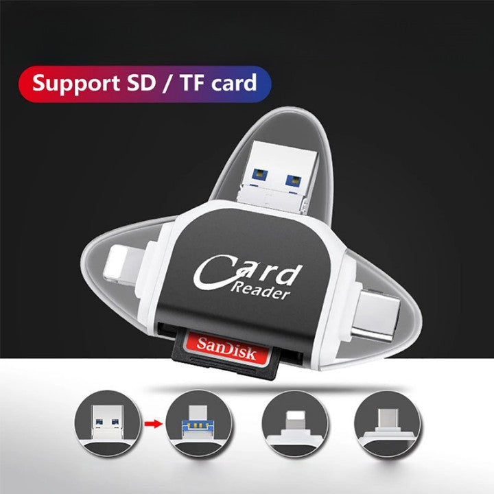Multi-Port 4 in1 Universal SD TF-kortleser med flere porter