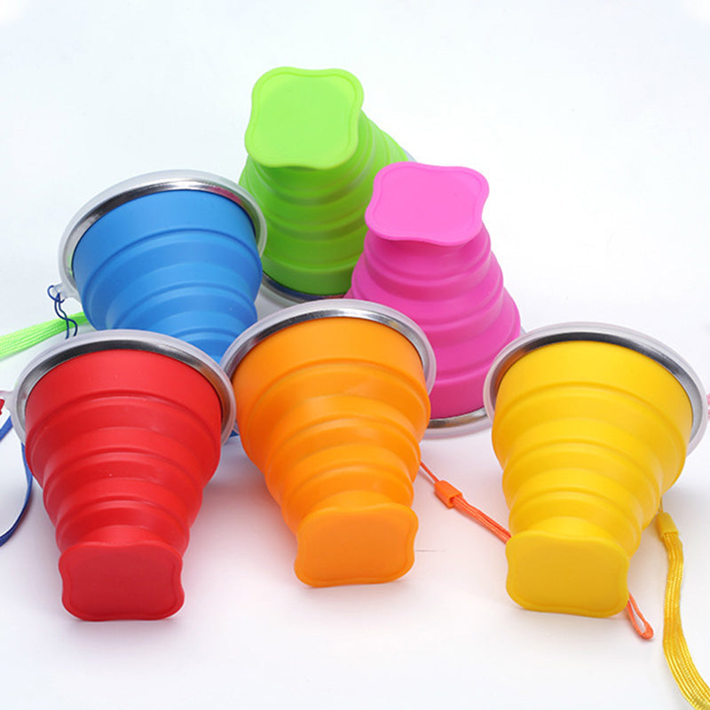 Saker Silikon Folding Camping Cup med lokk