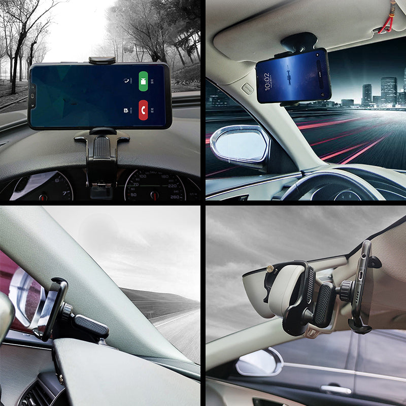 Multifunksjonell telefonholder for bil-dashbord