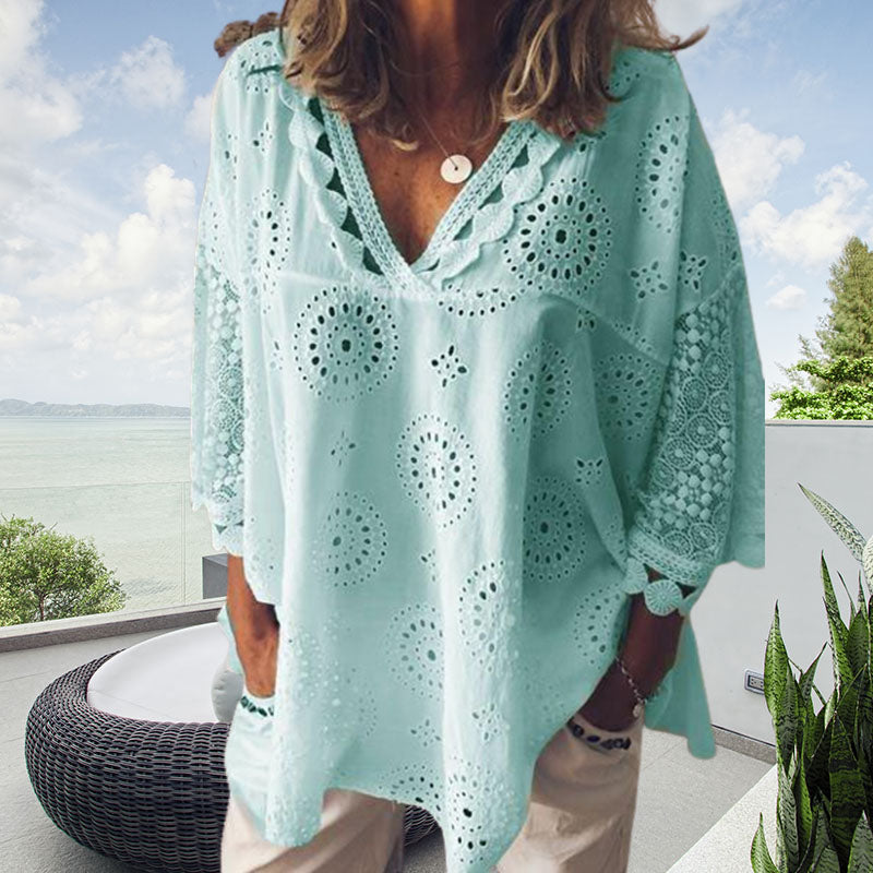 Uformelt bluse med V-hals
