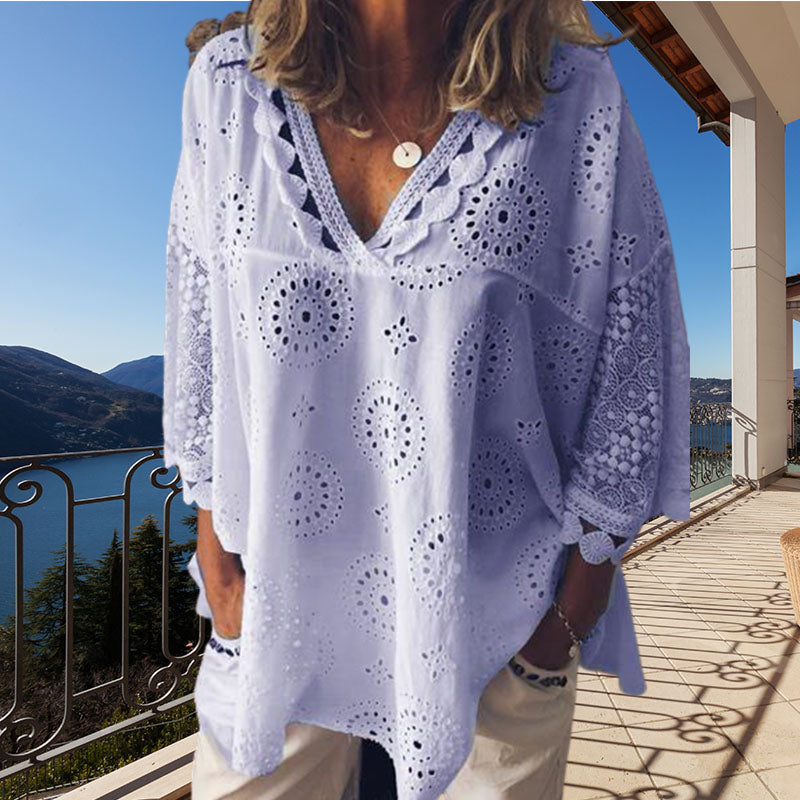 Uformelt bluse med V-hals