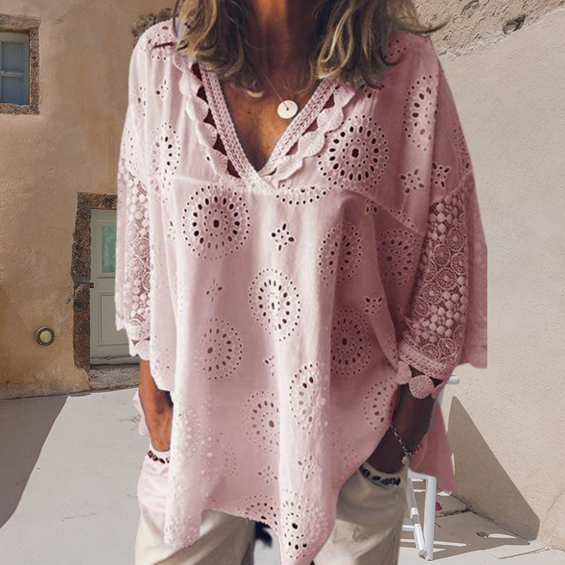Uformelt bluse med V-hals
