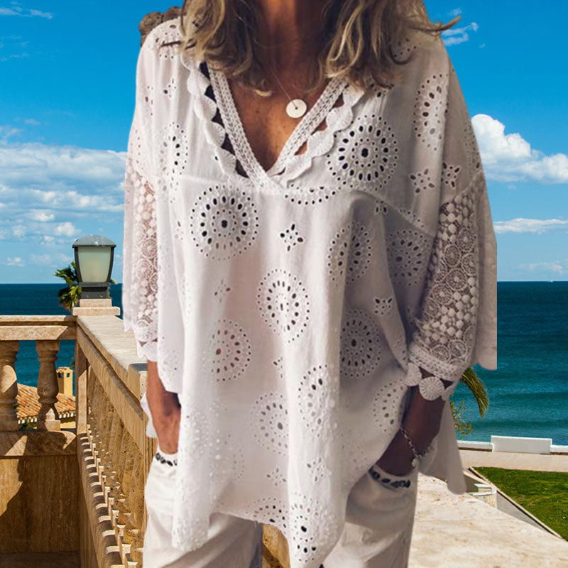 Uformelt bluse med V-hals