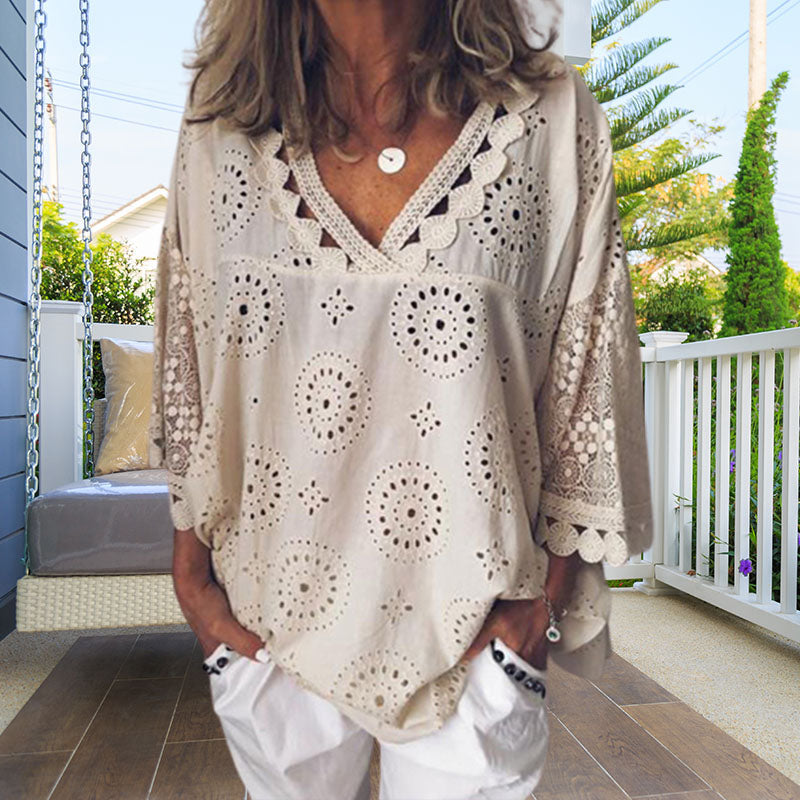 Uformelt bluse med V-hals