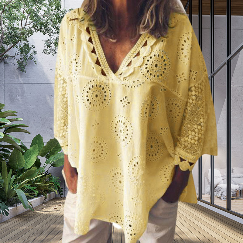 Uformelt bluse med V-hals