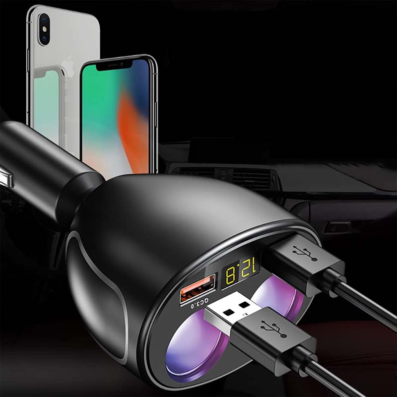 360° Roterbar Ladeadapter for Sigarettenner i Bilen