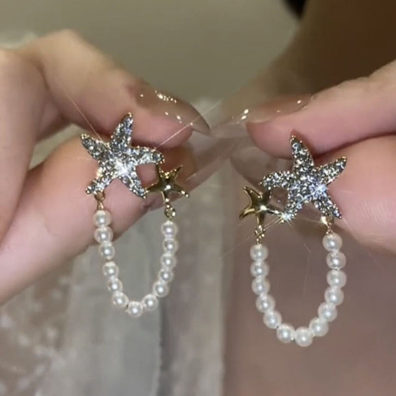 Diamond Starfish perle øredobber
