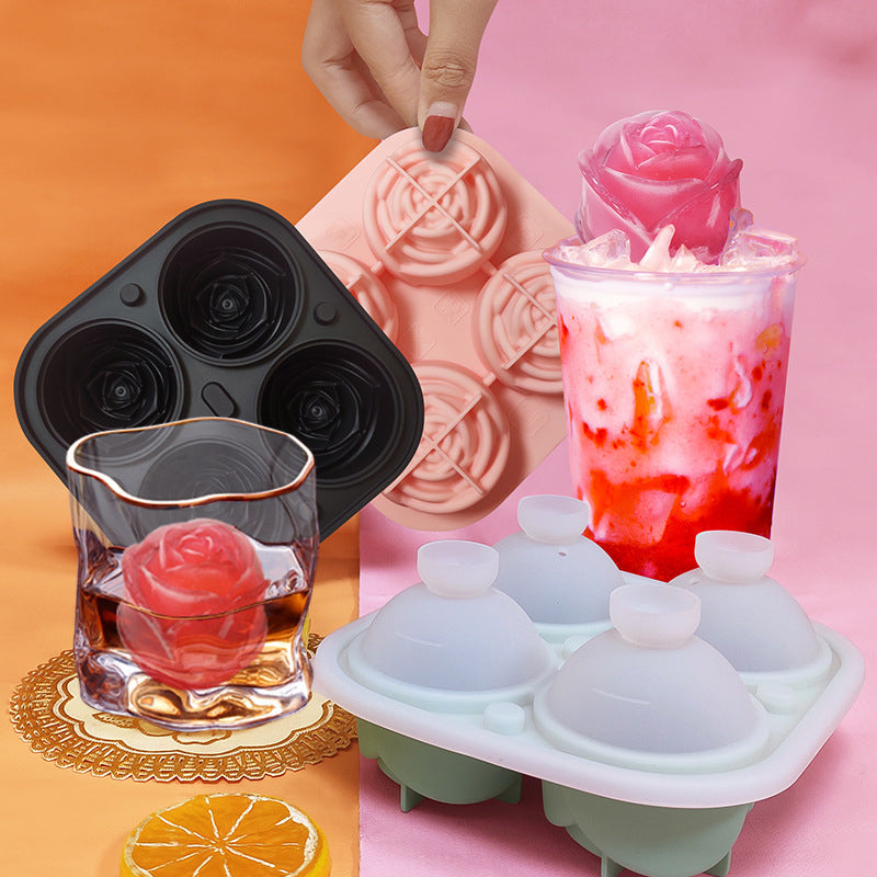 Rosen-Eiswürfelform mit 4 Fächern