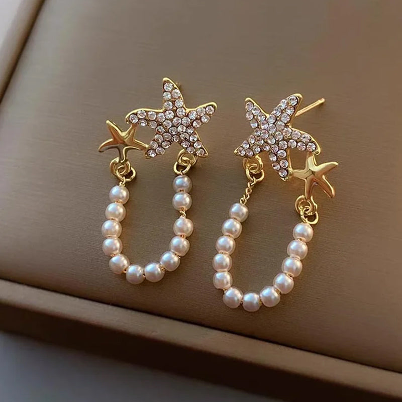 Diamond Starfish perle øredobber