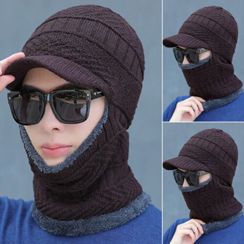 Strikket lue med visir Vinter halsvarmer Balaclava