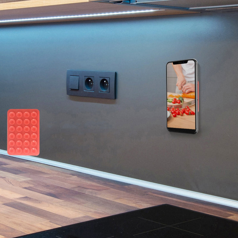 Silikon Mobilholder med Sugekopper og Selvklebende Bakside