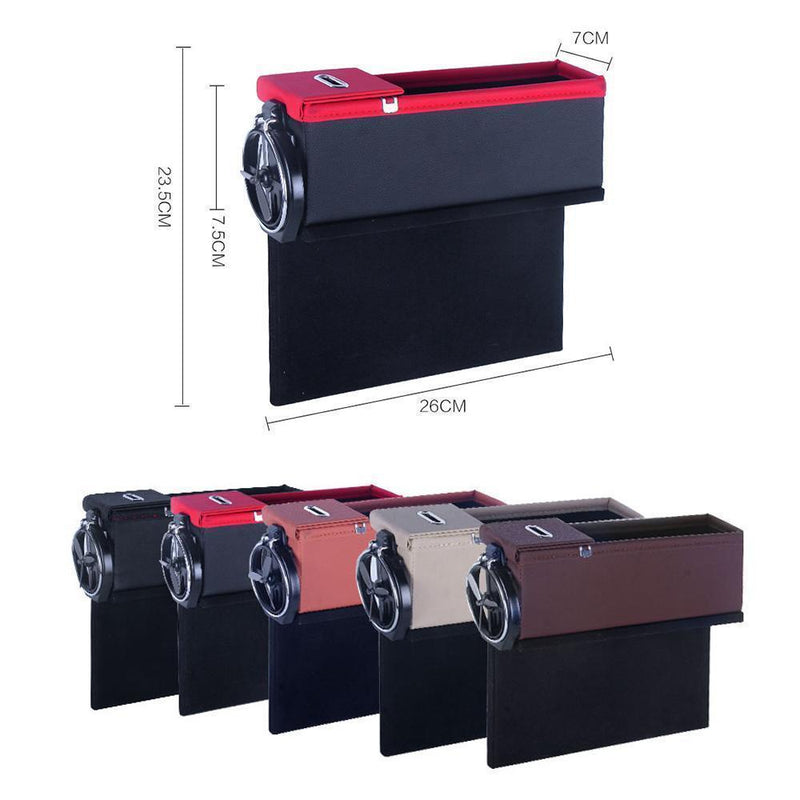 Multifunctional Car Seat Leather Storage Box