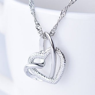 Frosted Double Heart Halskjede