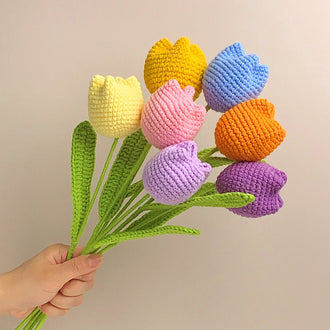 Håndlaget Heklet 3D Tulipan
