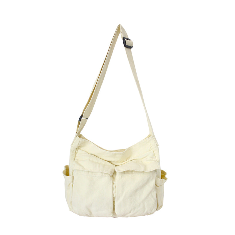 Lerret Ensfarget Messenger Bag