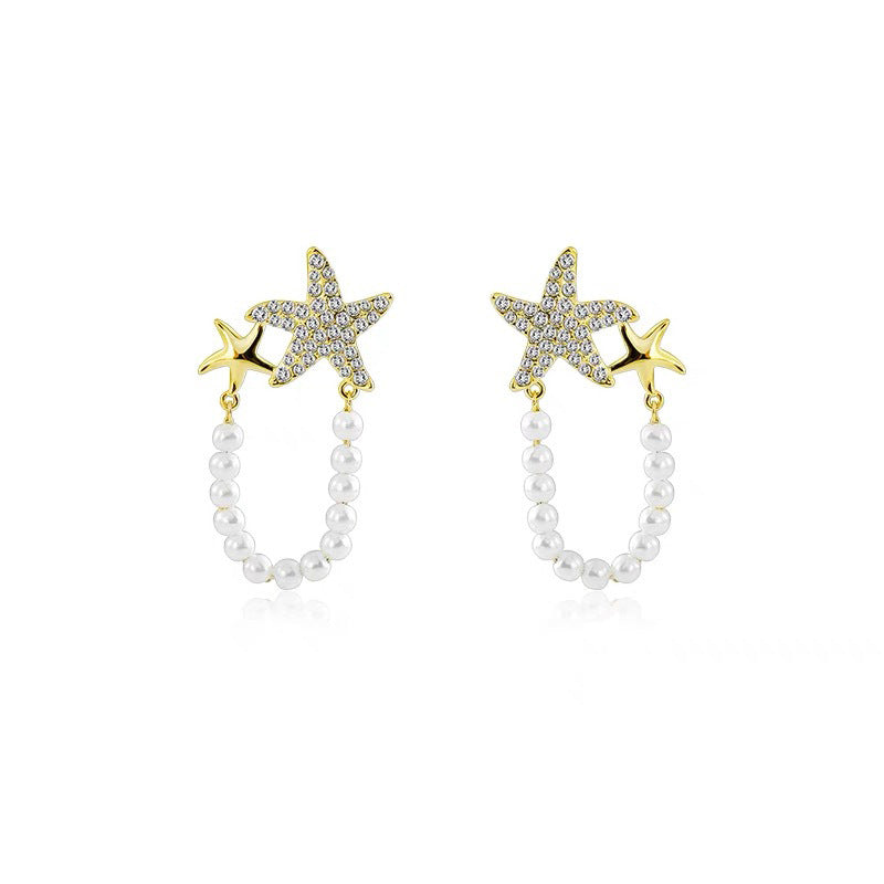Diamond Starfish perle øredobber