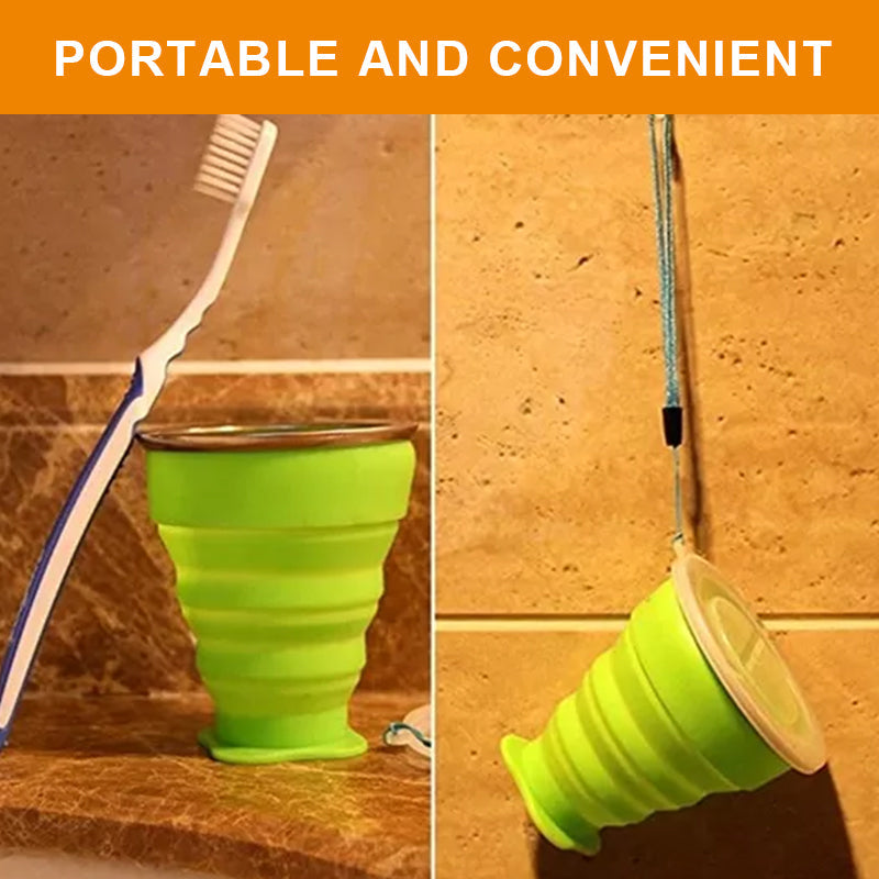 Saker Silikon Folding Camping Cup med lokk