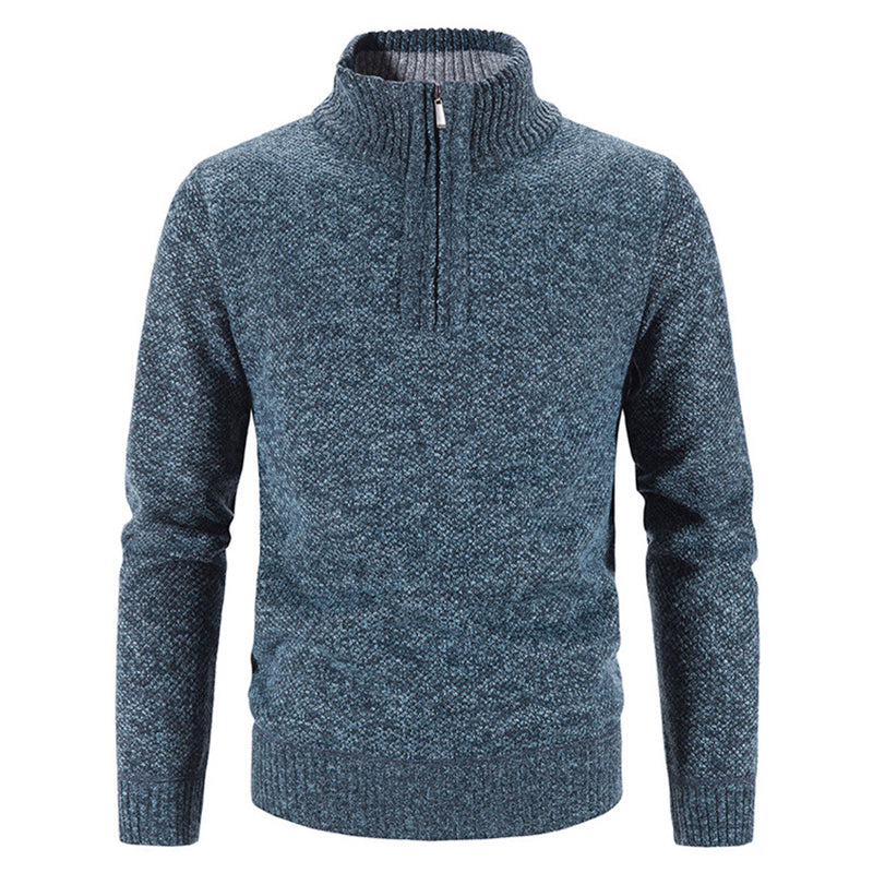 Winter Men's Fleece Sweater Half Turtleneck Knitted Sweaters