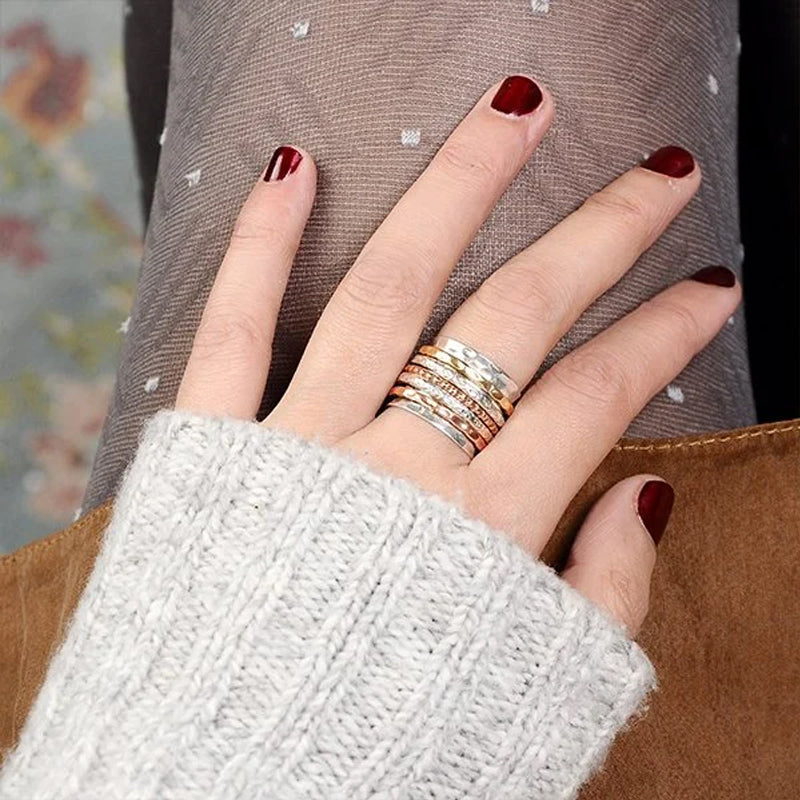 Bohemian Meditation Wide Band Spinner Ring