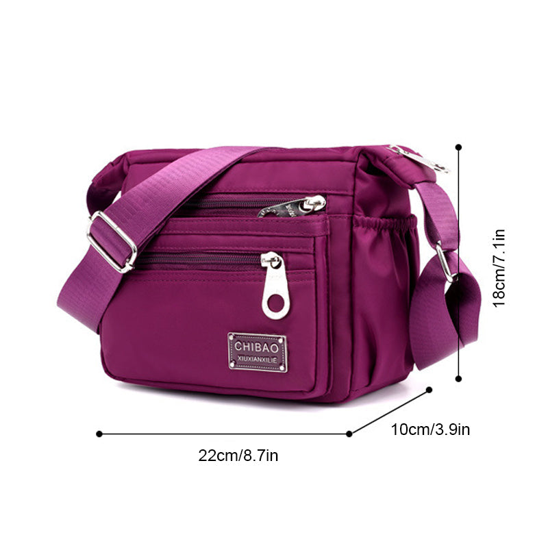 Crossbody-veske i flerlags nylon for kvinner