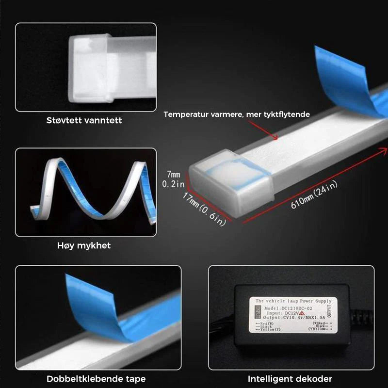 Fleksibel DRL LED-lysstripe for natt og dagtid (ingen demontering av bil nødvendig for installasjon)