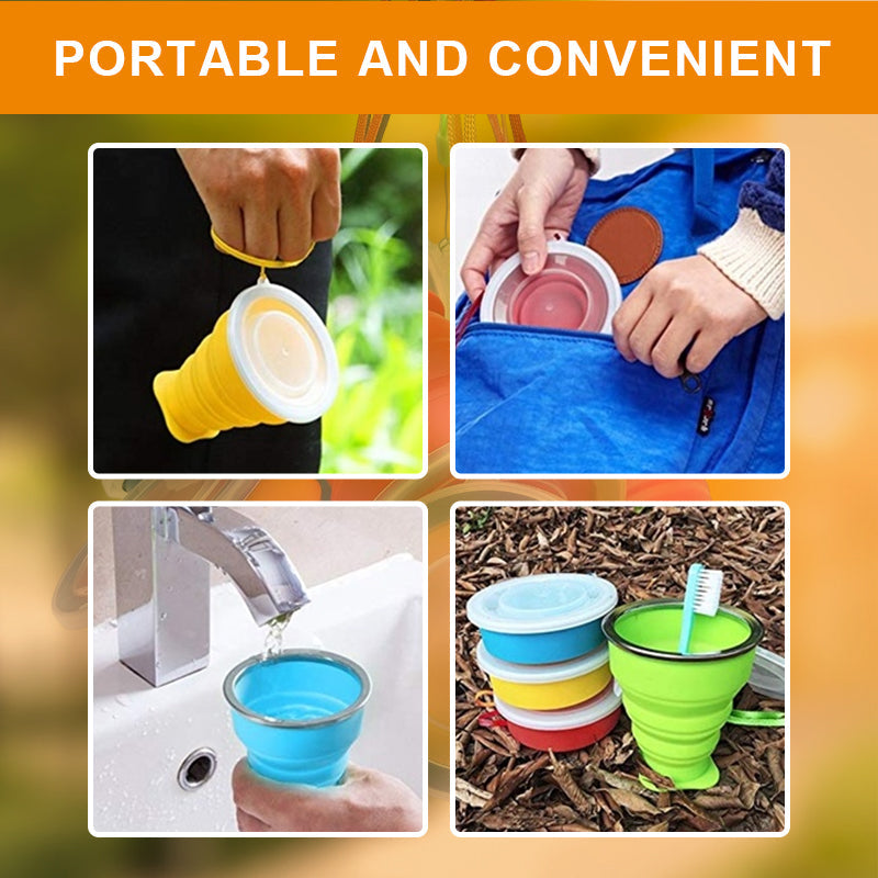 Saker Silikon Folding Camping Cup med lokk