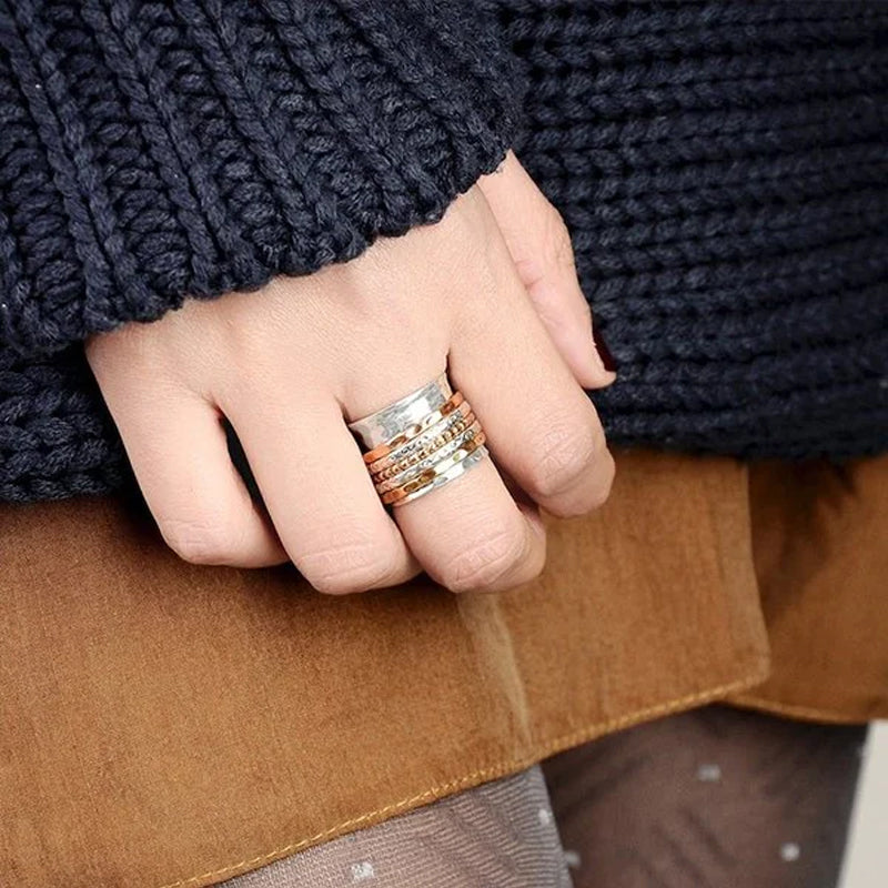 Bohemian Meditation Wide Band Spinner Ring