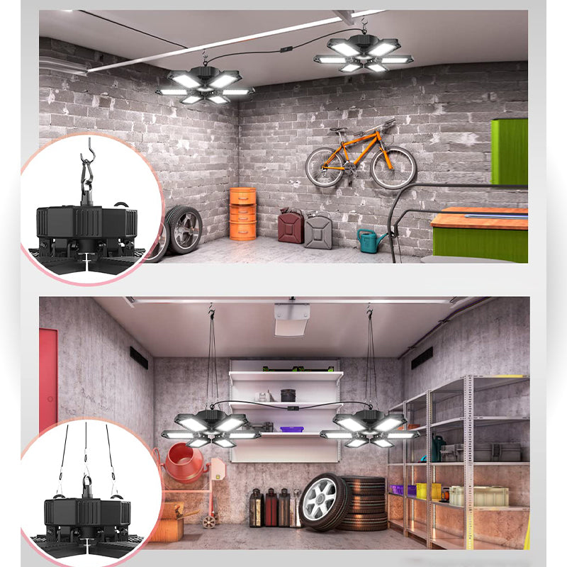 LED-garasjelampe med justerbare paneler og Kraftig Lys