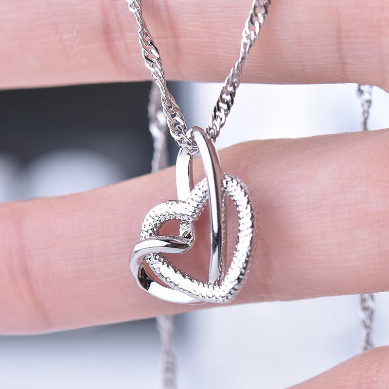 Frosted Double Heart Halskjede