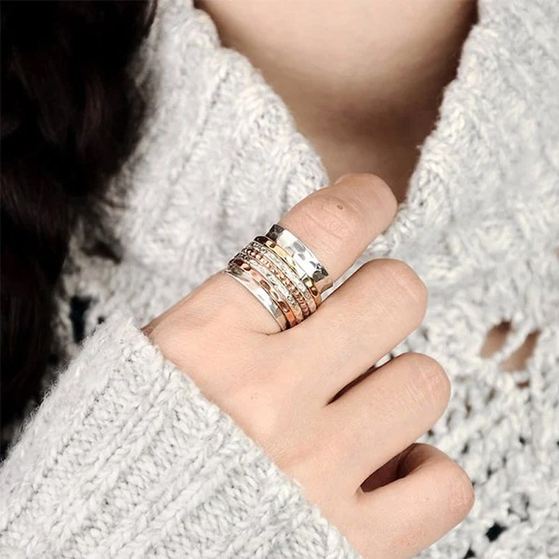 Bohemian Meditation Wide Band Spinner Ring