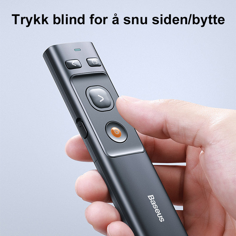 Trådløs presentasjonsfjernkontroll med laserpeker