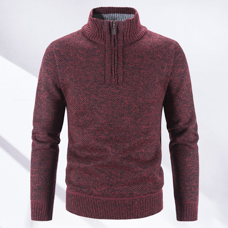 Winter Men's Fleece Sweater Half Turtleneck Knitted Sweaters