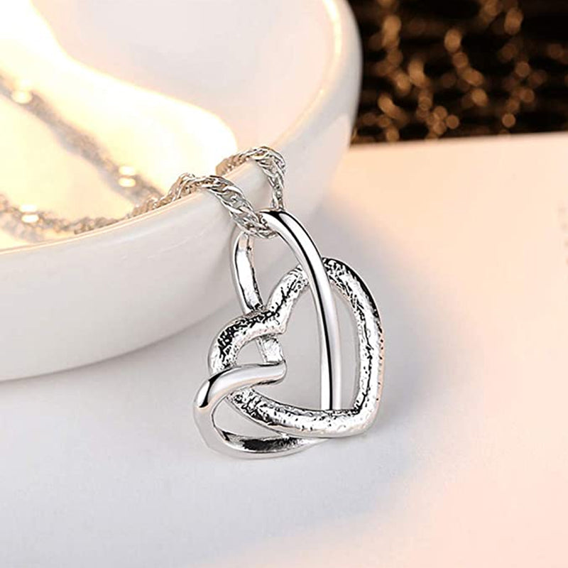 Frosted Double Heart Halskjede