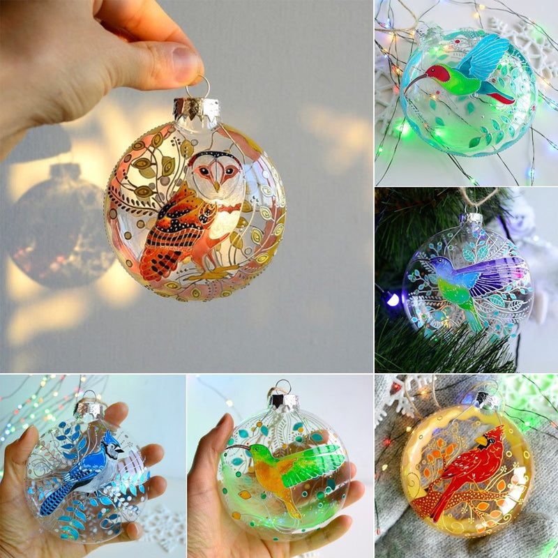 Flate Fugle-ornamenter til Juletreet