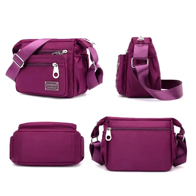Crossbody-veske i flerlags nylon for kvinner