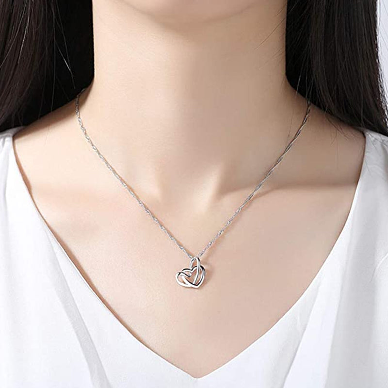 Frosted Double Heart Halskjede