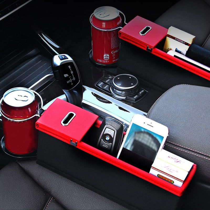 Multifunctional Car Seat Leather Storage Box