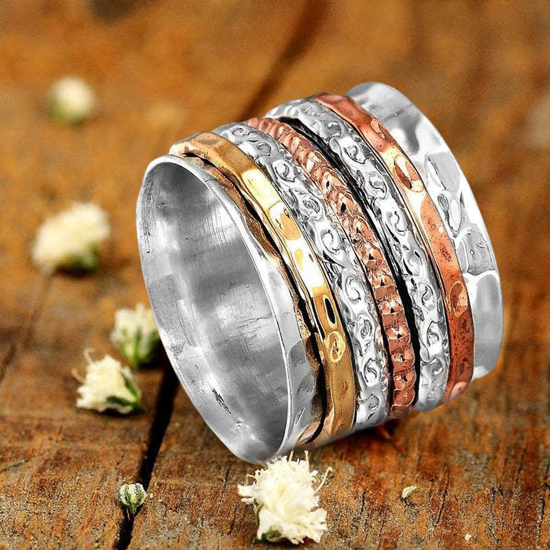 Bohemian Meditation Wide Band Spinner Ring