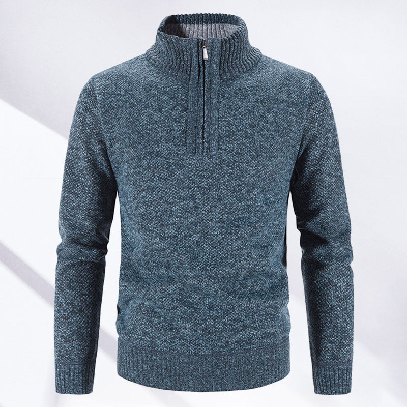 Winter Men's Fleece Sweater Half Turtleneck Knitted Sweaters