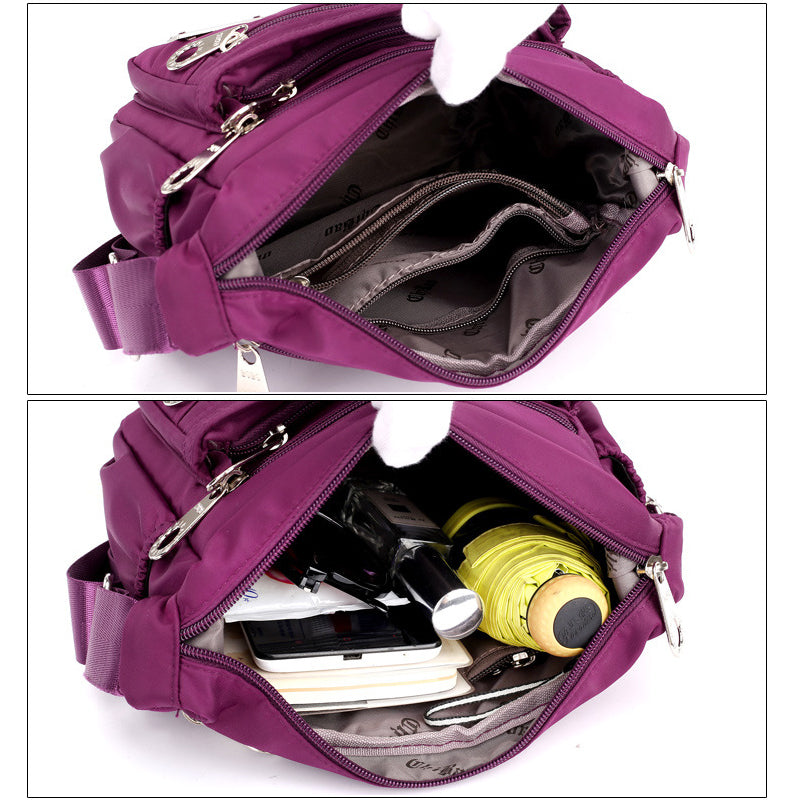 Crossbody-veske i flerlags nylon for kvinner