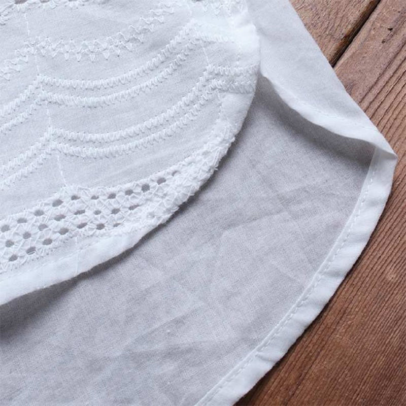 Bohemisk Uformelt Bluse med Korte Ermer og Broderi