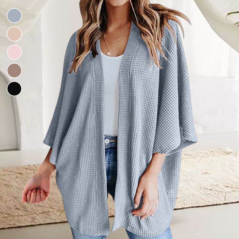 Strikket cardigan med 3/4 ermer