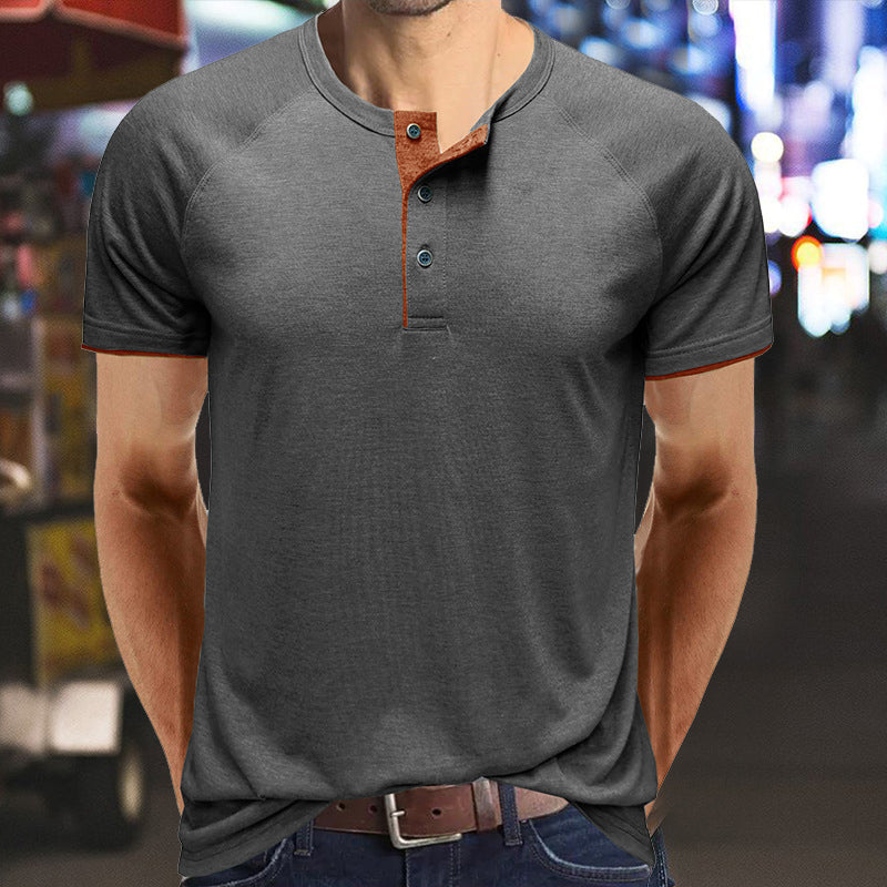 Henley Collar sommer T-skjorte for menn