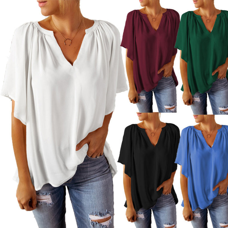 Løs Sommer-Topp i Chiffon for Kvinner